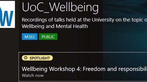 UoC Wellbeing banner